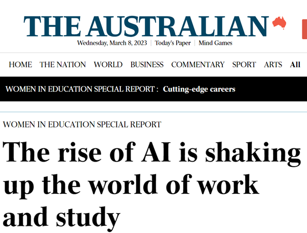 The Australian “The rise of AI is shaking up the world of work”, Dr Penny Williams