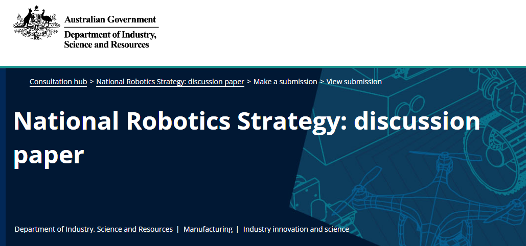 Submission to the National Robotics Strategy Discussion Paper