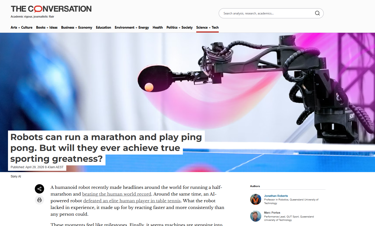 Robots can run a marathon and play ping pong. But will they ever achieve true sporting greatness?